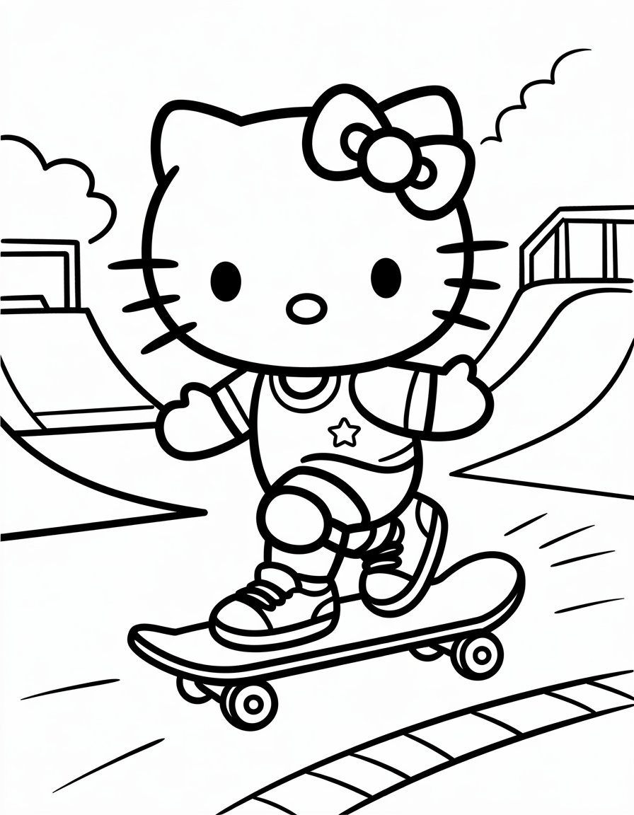 Skateboarding Hello Kitty